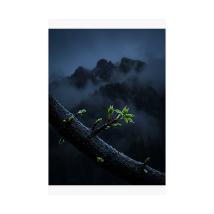 Kanso Mountain Mist Wall Art Print - Dark Japandi Moody Minimal