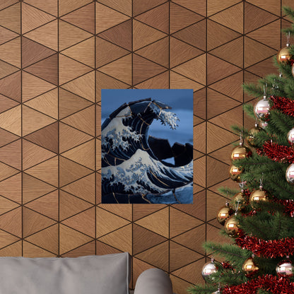 Winter Ocean Wave Gold Repair Wall Art Print | Resilient Decor