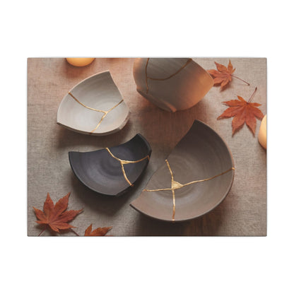 Candlelight Broken Pottery Canvas Art - Japandi Ma Art Print