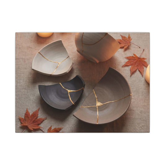Candlelight Broken Pottery Canvas Art - Japandi Ma Art Print
