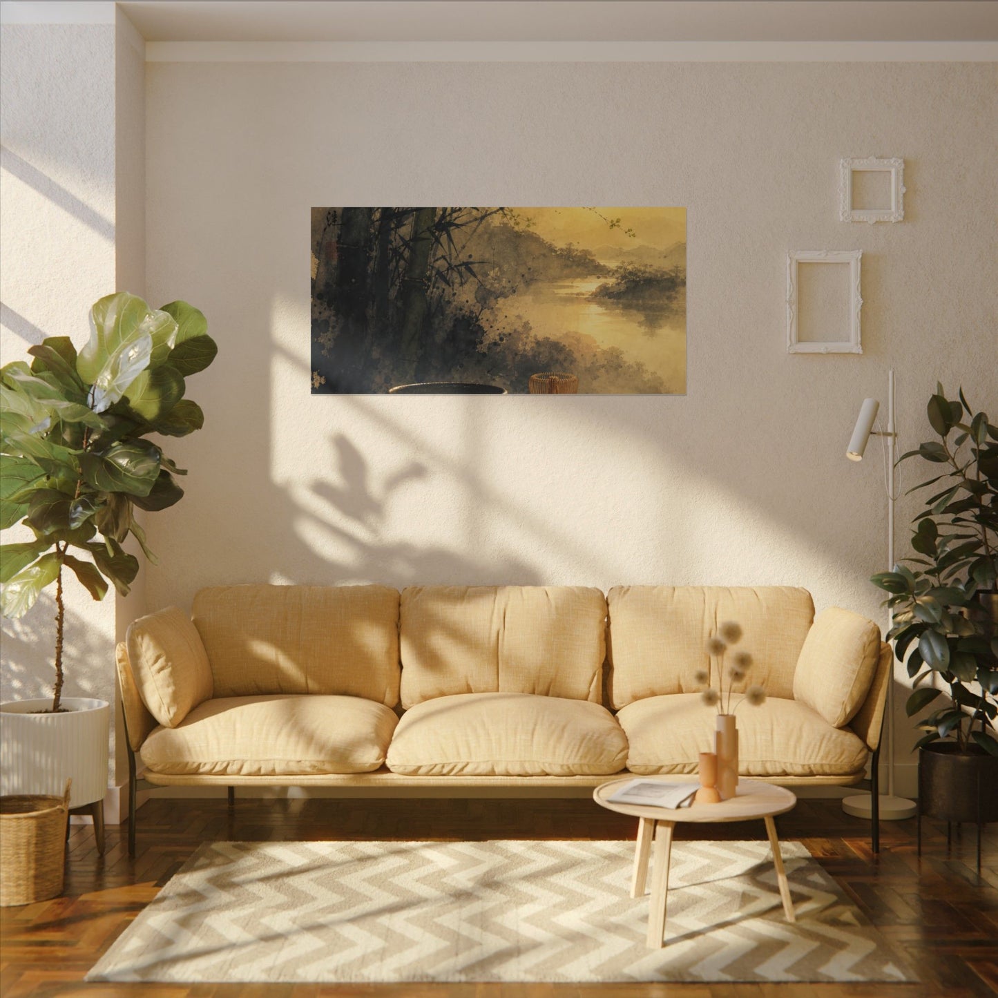 Tea Ceremony Sumi E Canvas Art | Contemplative Zen Art