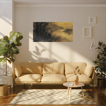 Tea Ceremony Sumi E Canvas Art | Contemplative Zen Art