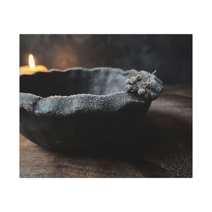 Ceramic Bowl Canvas Art | Winter Dark Japandi Shadow Zen Art