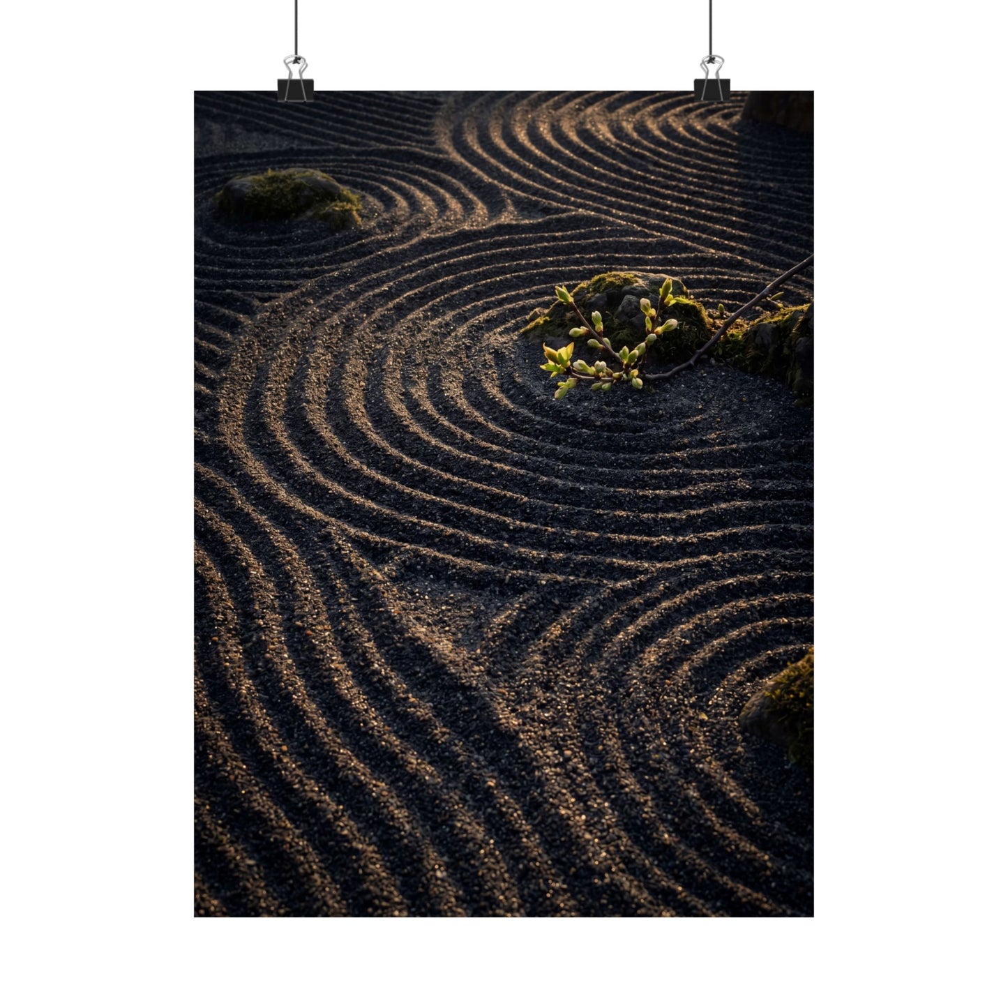 Rock Garden Shadow Zen Wall Art Print | Atmospheric Dark Japandi Art