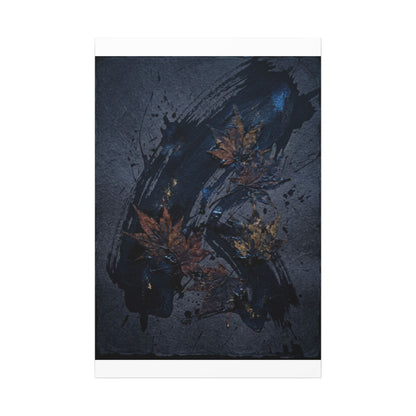 Sophisticated Ink Brushstroke Canvas Art - Dark Texture Dark Japandi