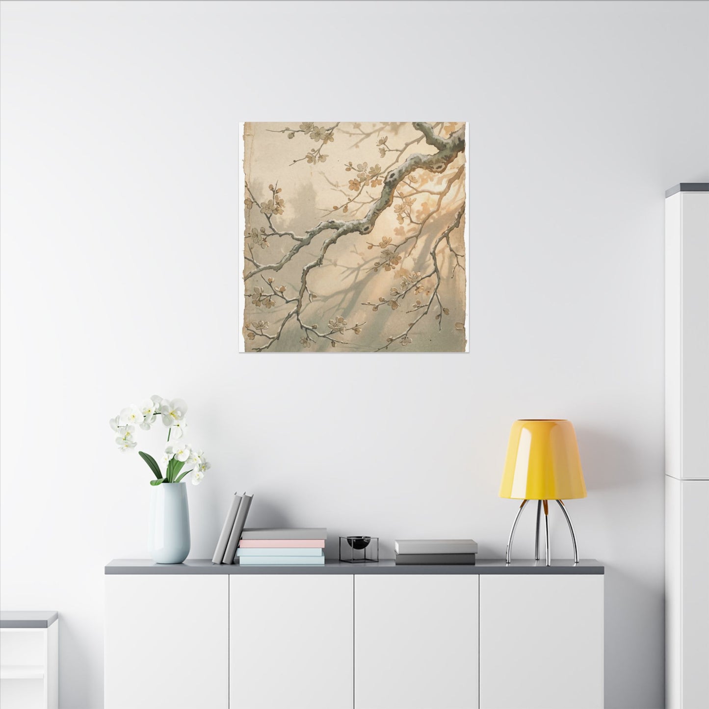 Cherry Blossom Canvas Art | Winter Japandi Japanese Pattern Art