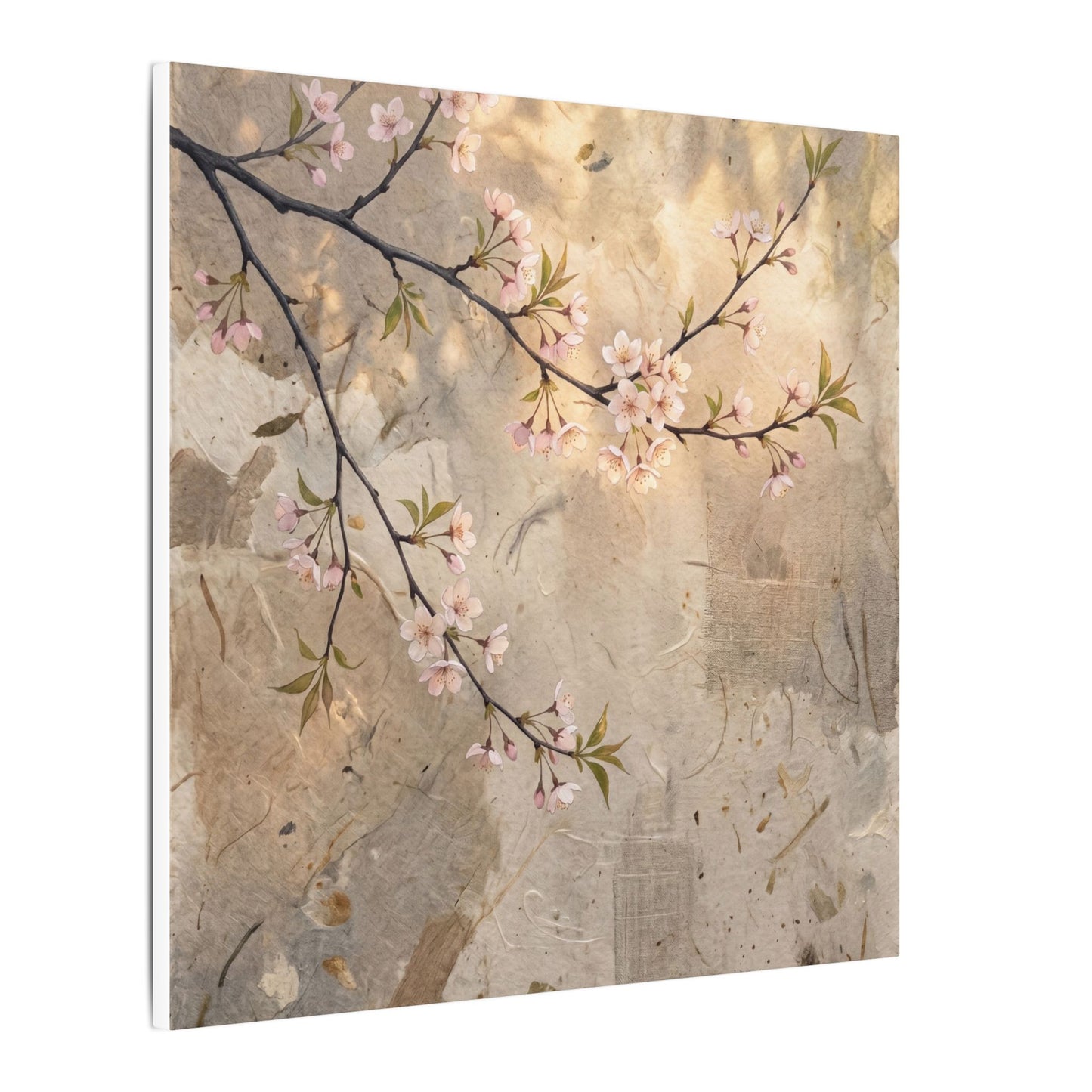 Summer Cherry Blossom Texture Canvas Art | Neutral Decor
