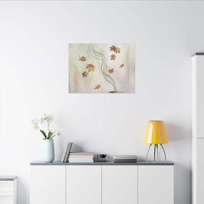 Incense Smoke Canvas Art | Autumn Japandi Watercolor Art