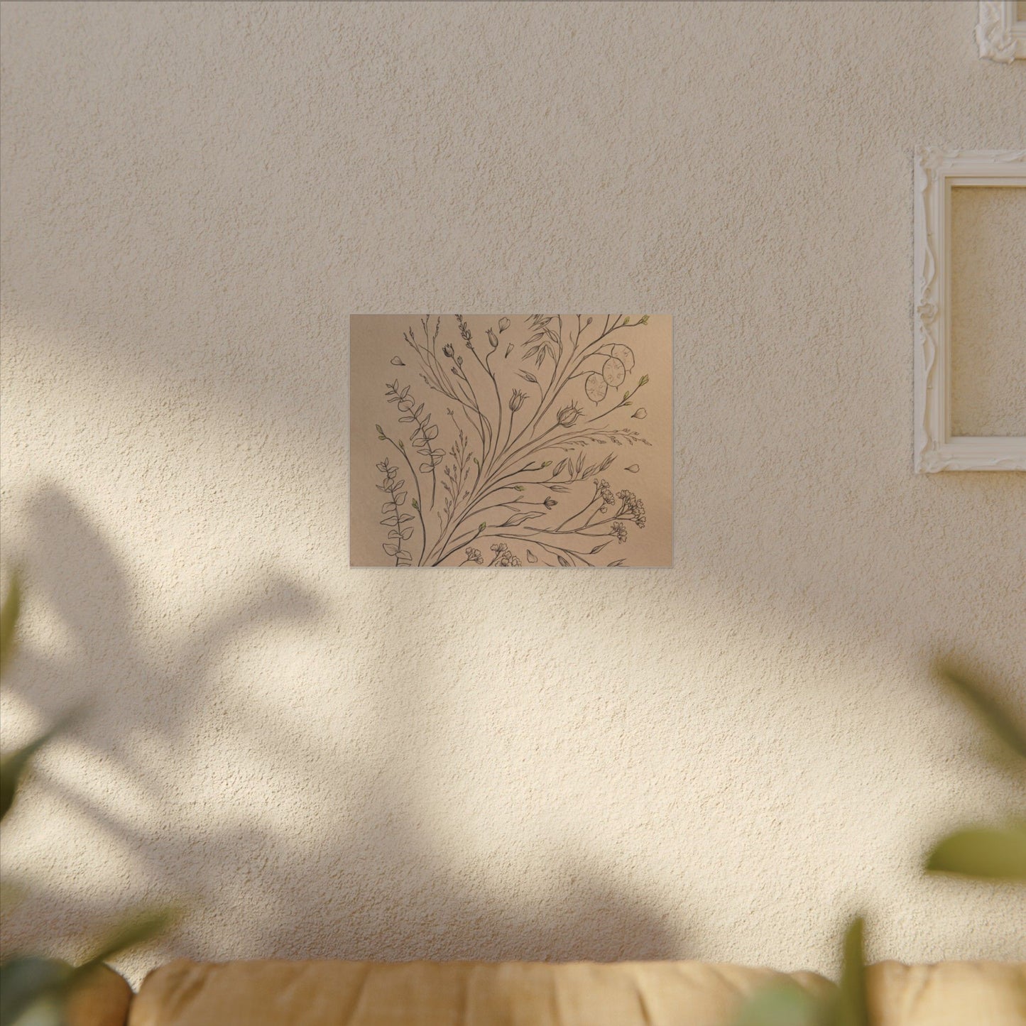 Dried Flowers Canvas Art | Spring Japandi Minimal Line Art