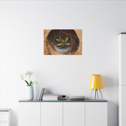 Ceramic Bowl Gold Repair Canvas Art | Resilient Kintsugi Art