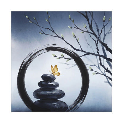 River Stones Spring Canvas Art | Zen Peaceful Design
