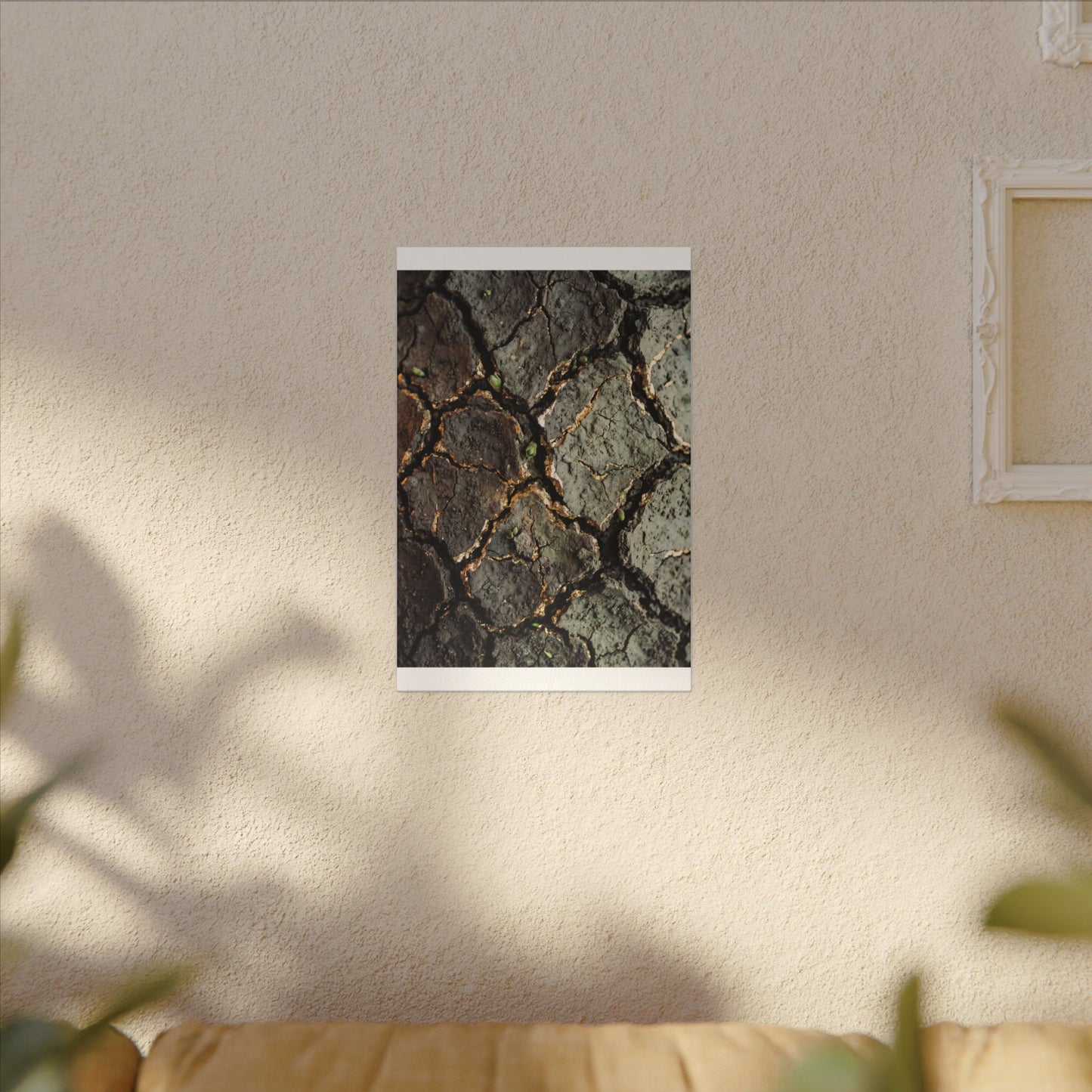 Earthy Cracked Earth Canvas Art - Japanese Pattern Japandi