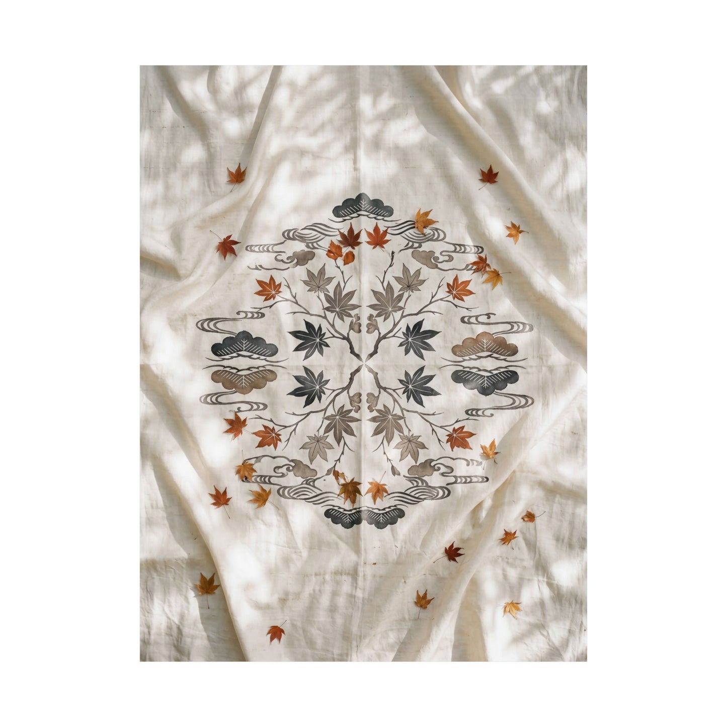 Warm Silk Drape Wall Art Print - Japanese Pattern Japandi