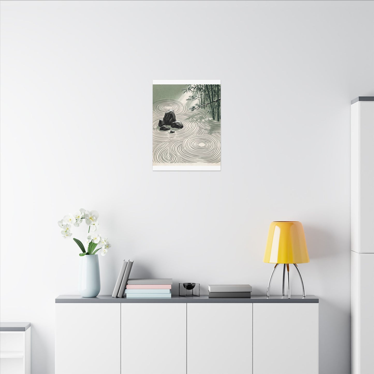 Shibui Rock Garden Canvas Art - Zen Ukiyo E Inspired