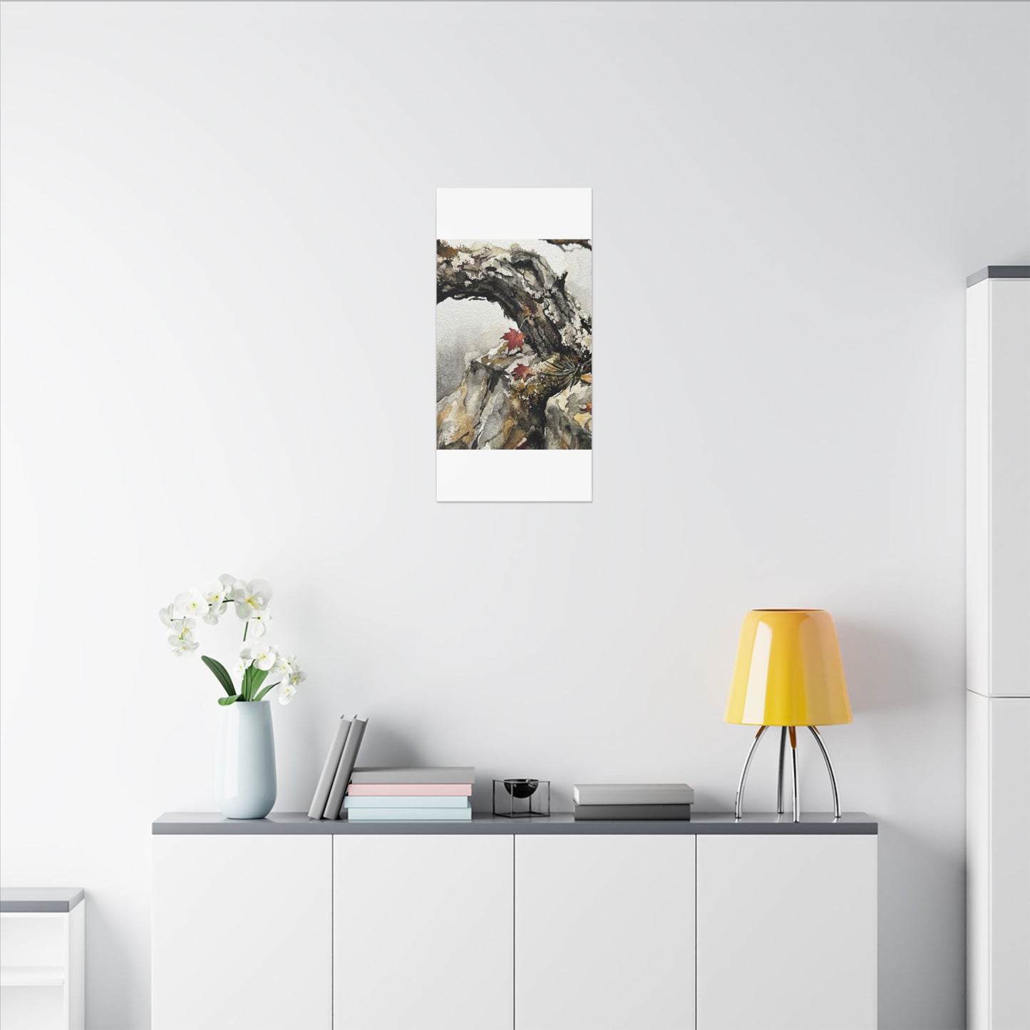 Pine Tree Autumn Canvas Art | Japandi Earthy Design