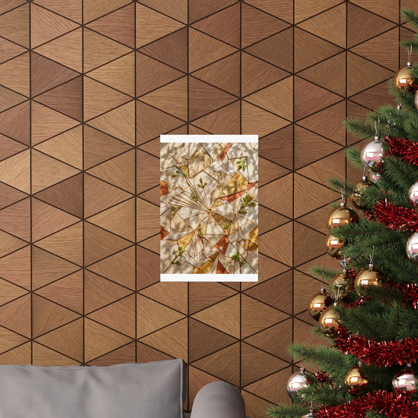 Artful Paper Fold Wall Art Print - Gold Repair Kintsugi