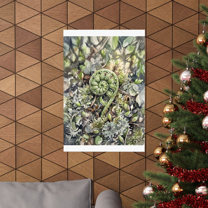 Dappled Fern Unfurling Wall Art Print - Japandi Shibui