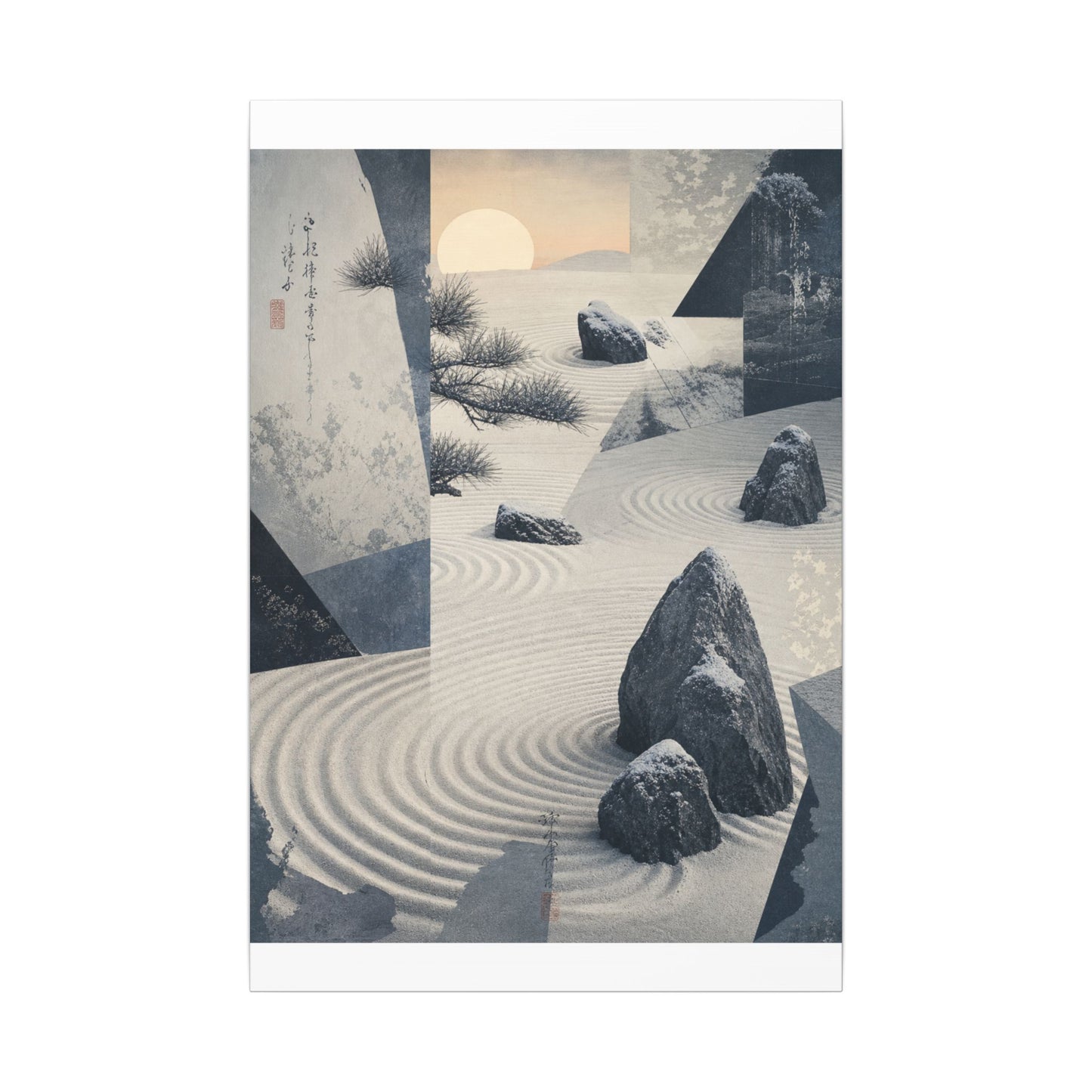 Seijaku Rock Garden Canvas Art - Zen Ukiyo E Inspired