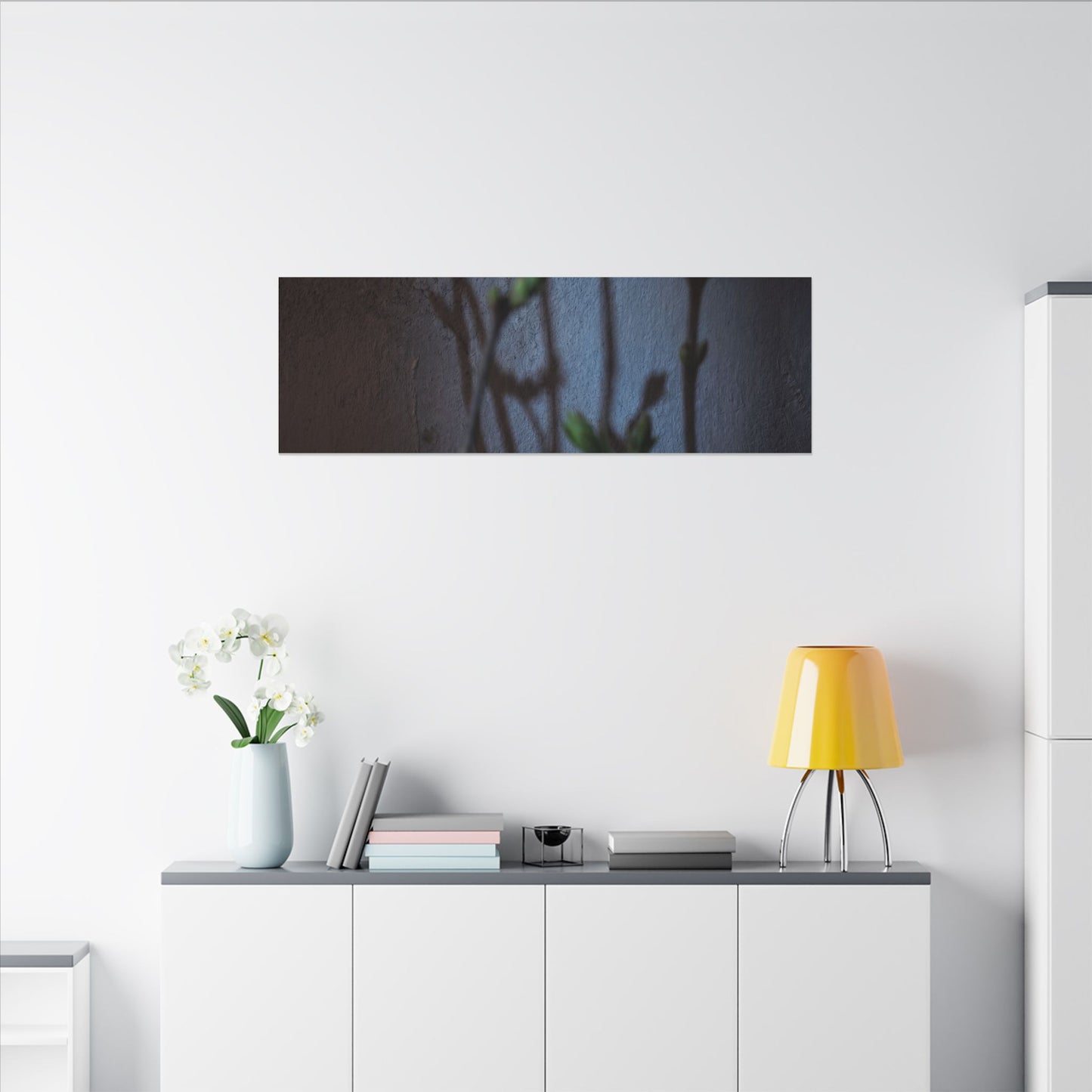 Shadow Play Spring Canvas Art | Dark Japandi Sophisticated Design