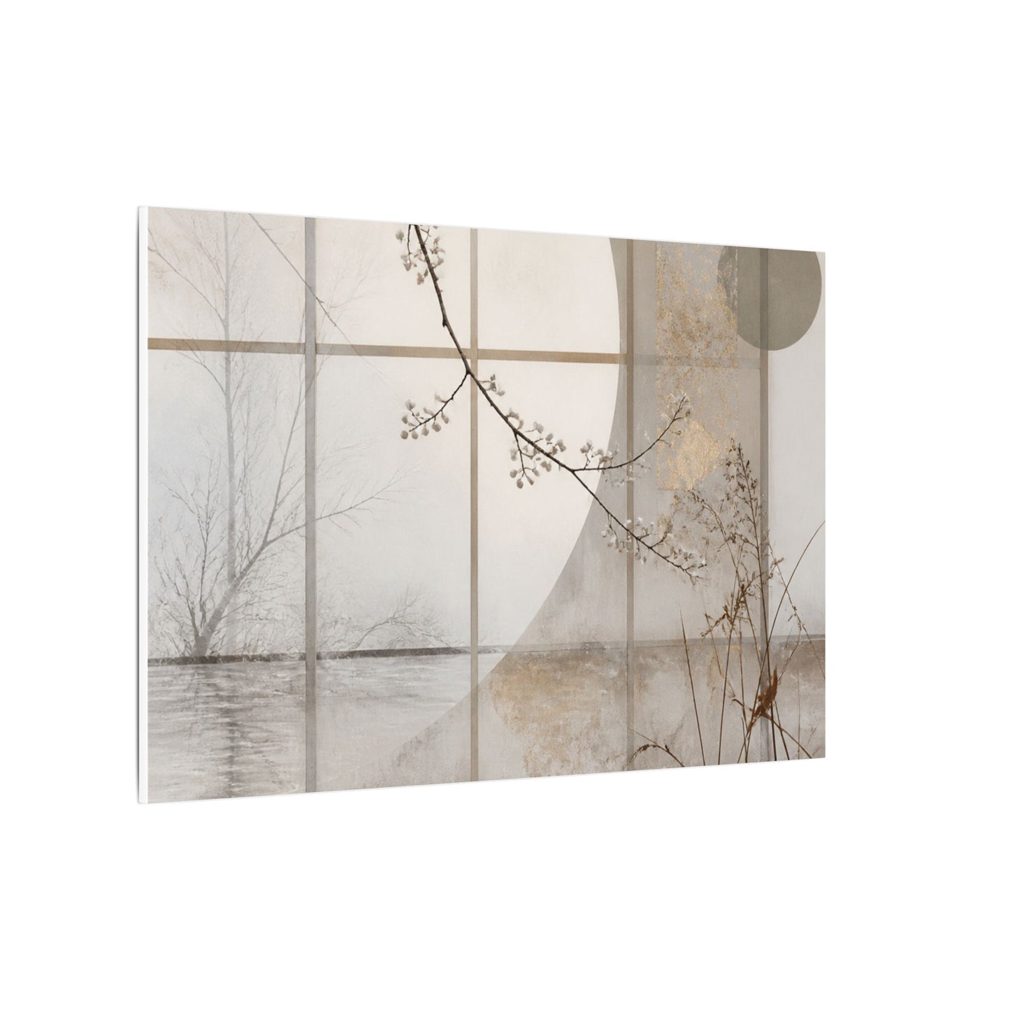 Winter Shoji Screen Japanese Pattern Canvas Art | Elegant Decor