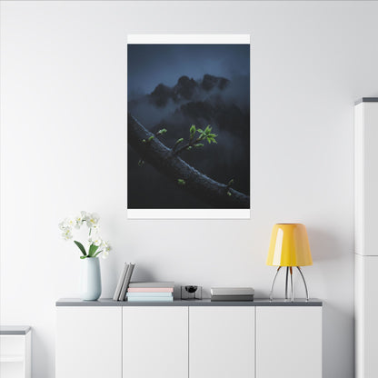 Moonlight Mountain Mist Canvas Art - Dark Japandi Kanso