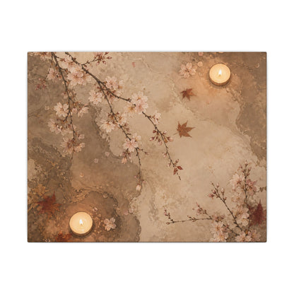 Cherry Blossom Canvas Art | Autumn Japandi Japanese Pattern Art
