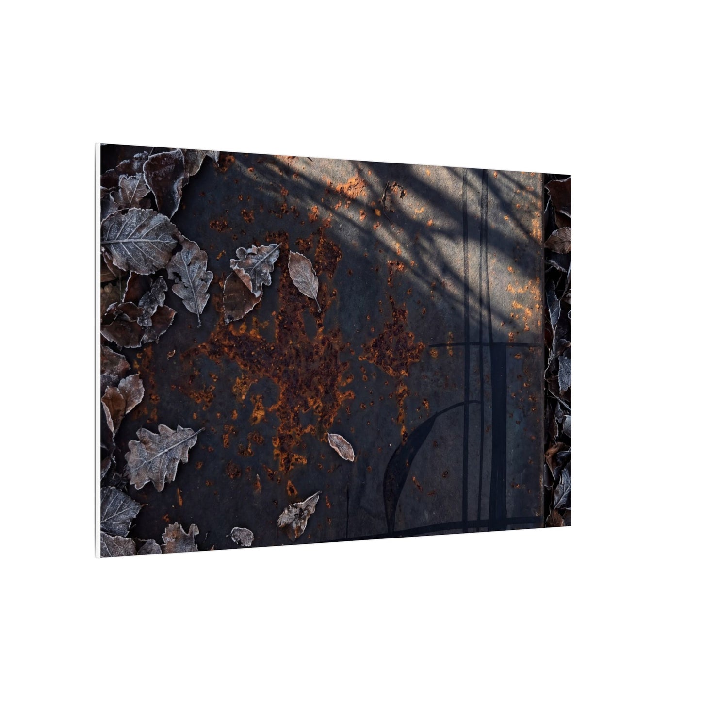 Shibui Rust Patina Canvas Art - Dark Japandi Charcoal Ink