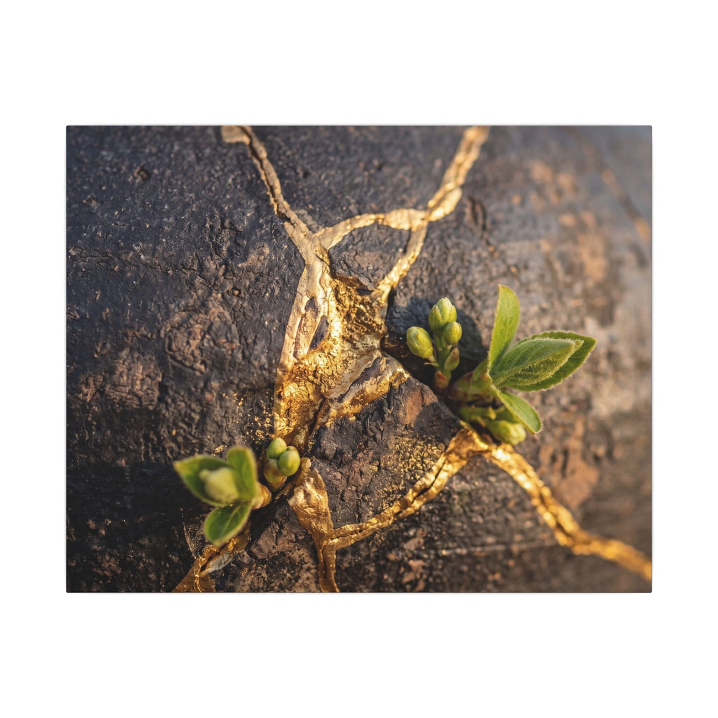 Rust Patina Gold Repair Canvas Art | Resilient Kintsugi Art