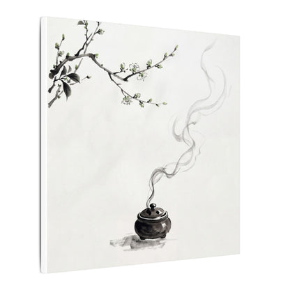 Calm Incense Smoke Canvas Art - Sumi E Zen