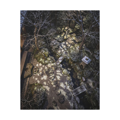 Moonlit Garden Japanese Pattern Canvas Art | Elegant Japandi Art