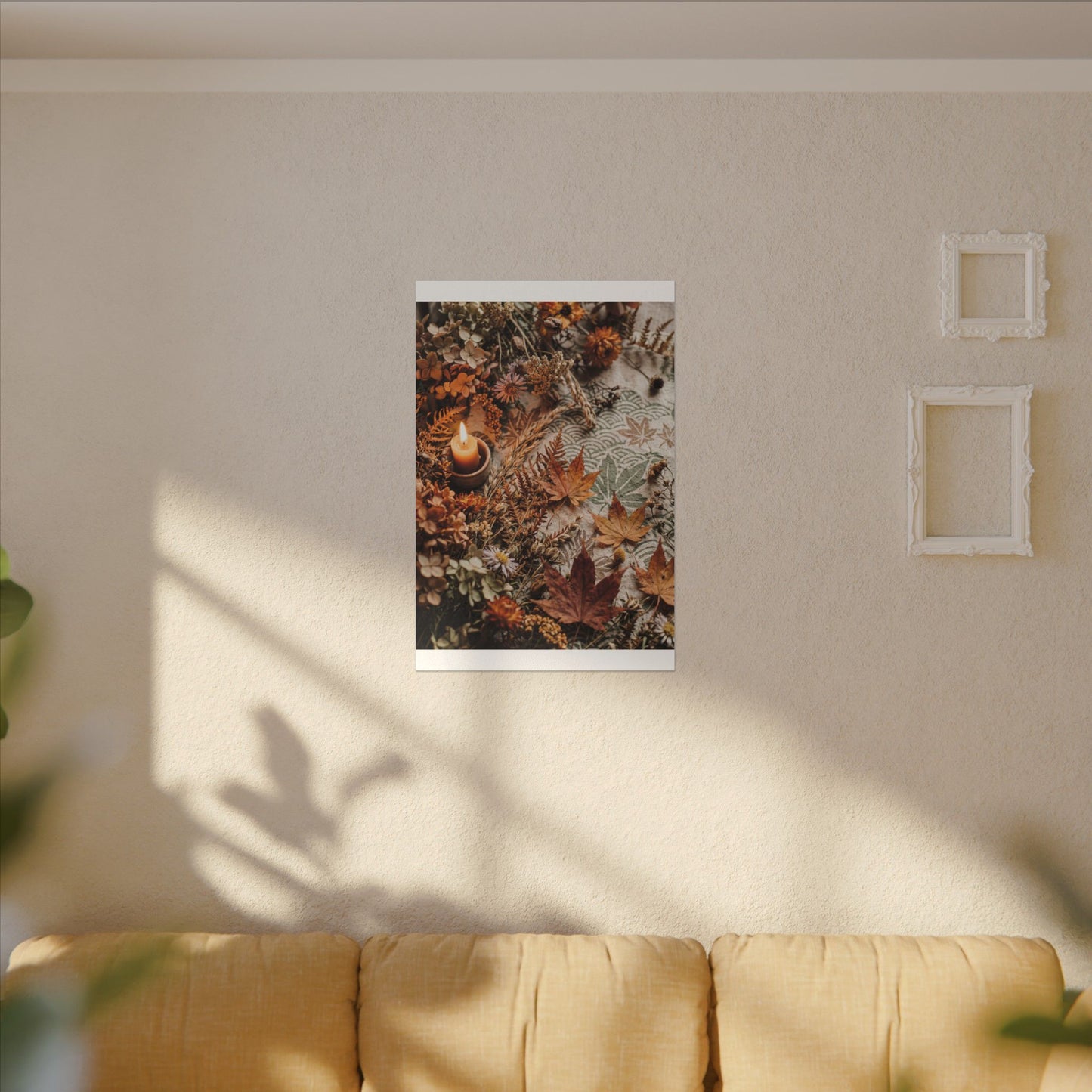 Candlelight Dried Flowers Canvas Art - Japandi Seijaku