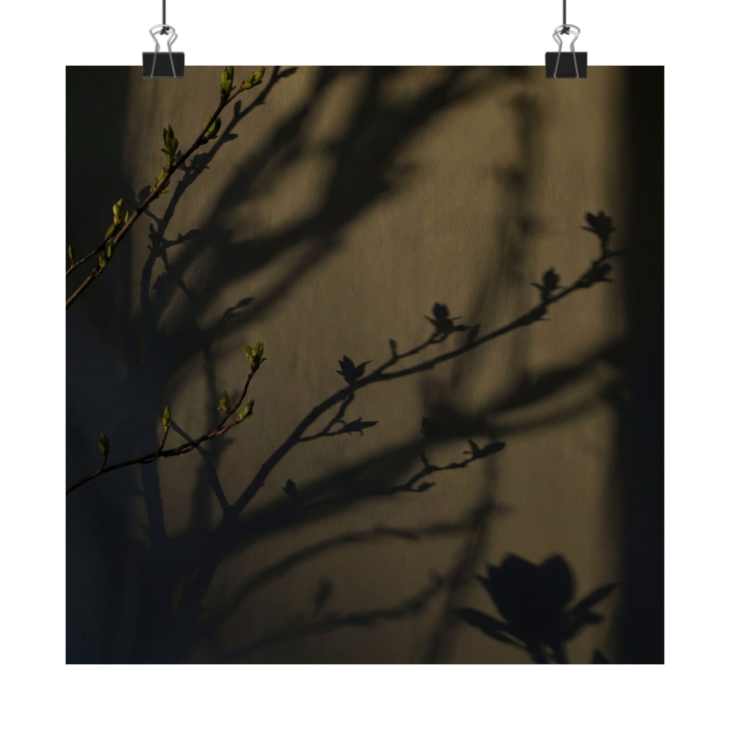 Spring Shadow Play Charcoal Ink Wall Art Print | Moody Decor