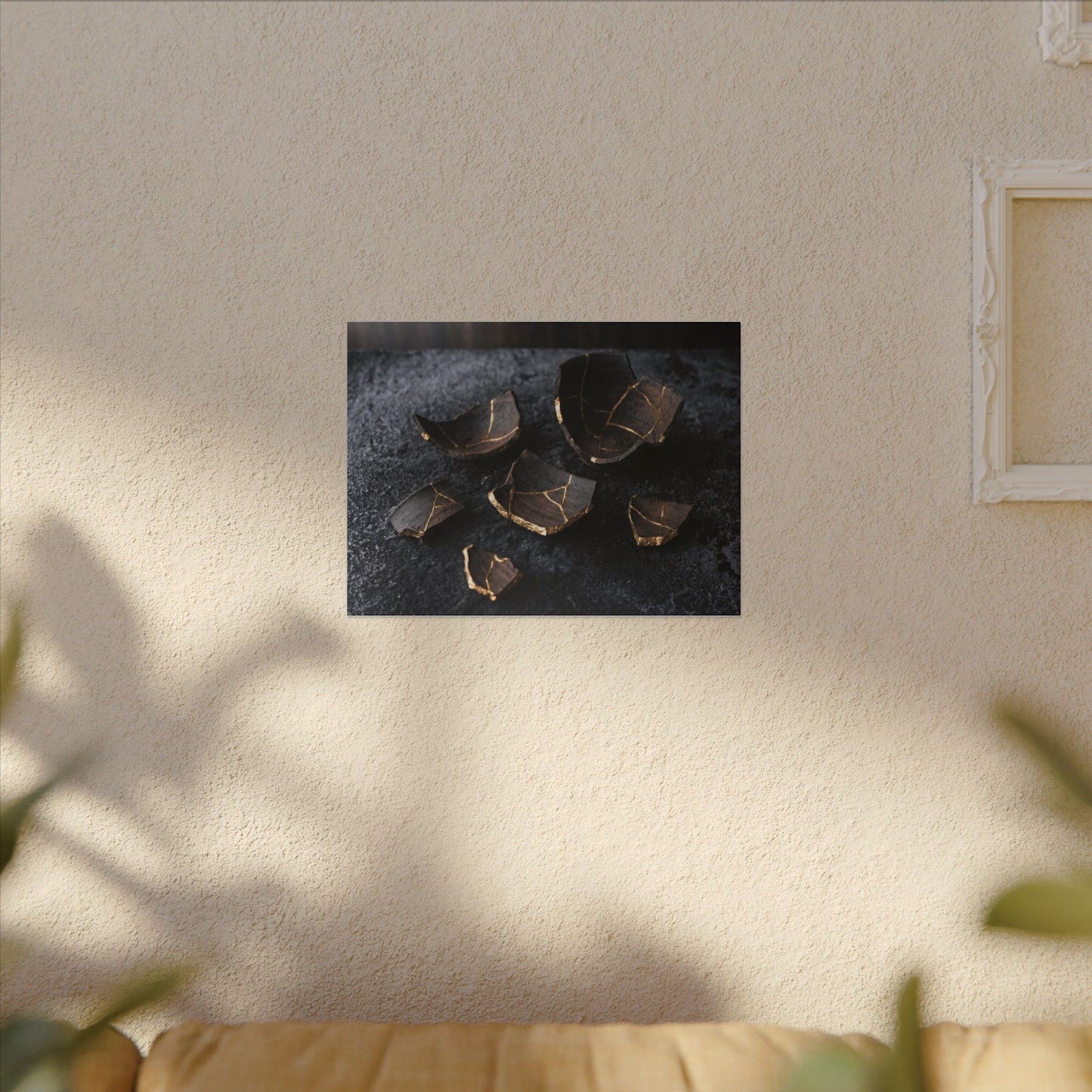 Winter Broken Pottery Shadow Zen Canvas Art | Bold Decor