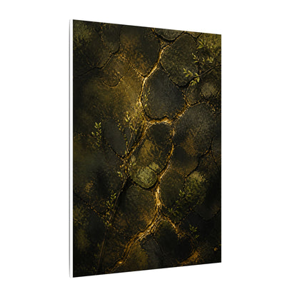Shibui Cracked Earth Canvas Art - Dark Japandi Dark Texture