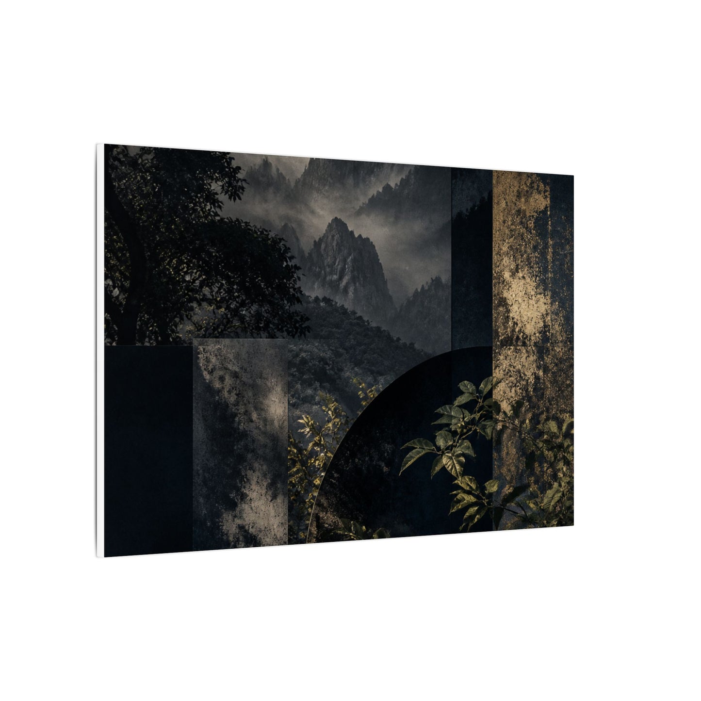 Mountain Mist Summer Canvas Art | Dark Japandi Atmospheric Design