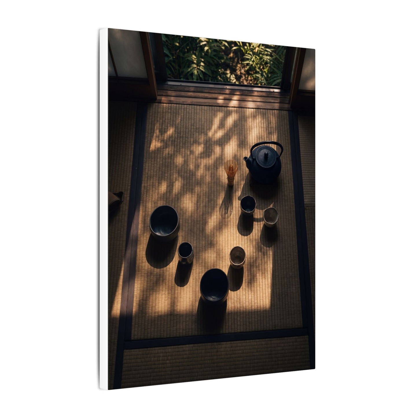 Shibui Tea Ceremony Canvas Art - Dark Japandi Shadow Zen