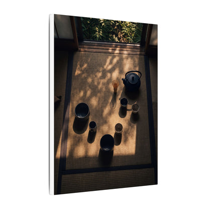 Shibui Tea Ceremony Canvas Art - Dark Japandi Shadow Zen