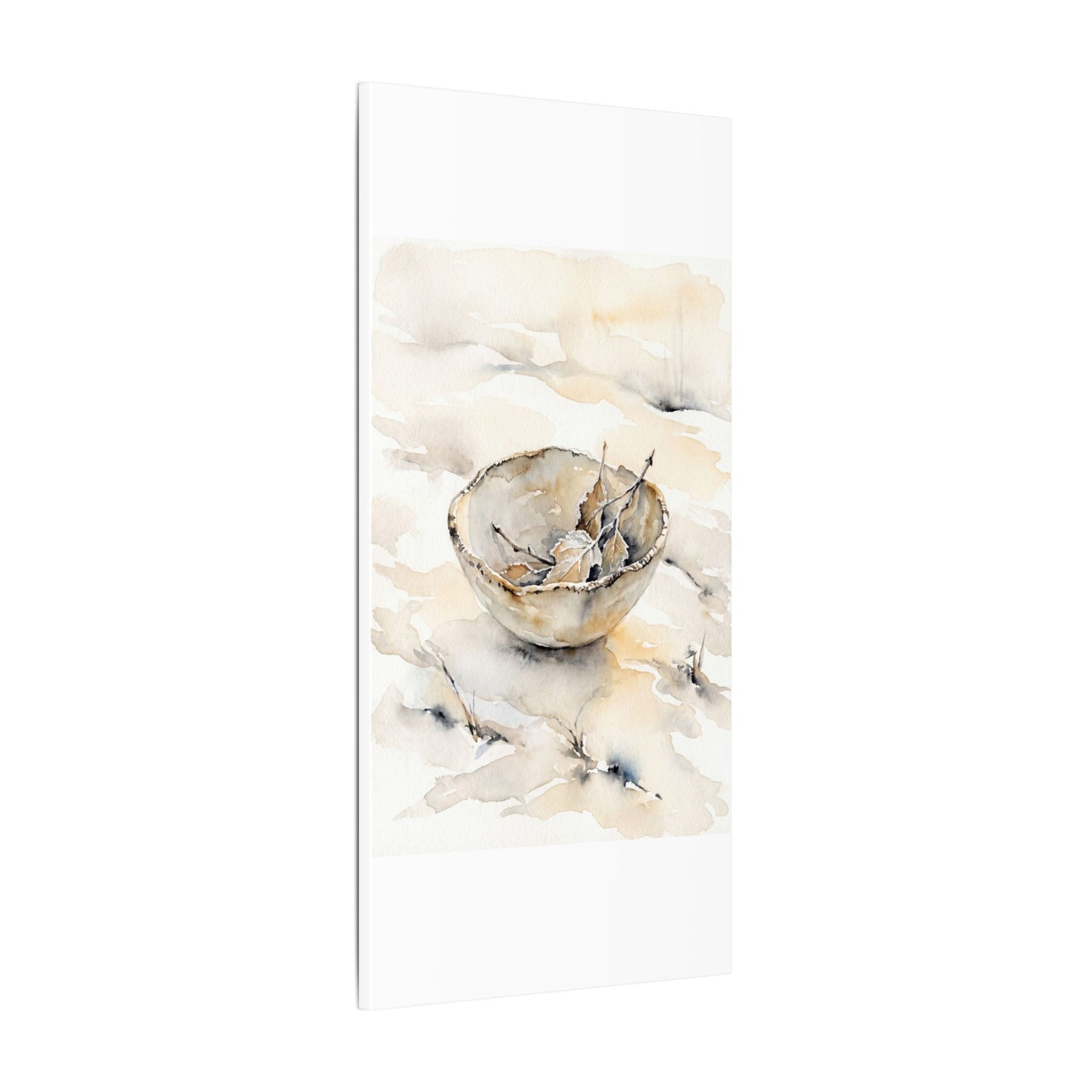 Ceramic Bowl Canvas Art | Winter Japandi Watercolor Art