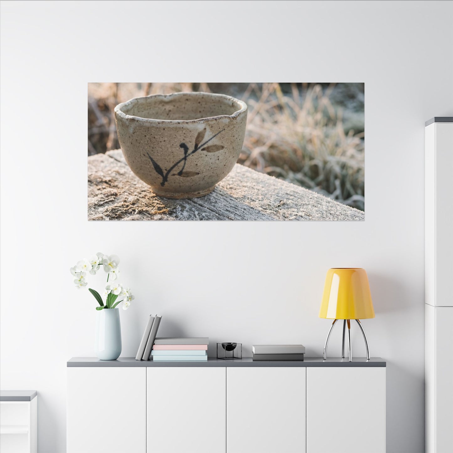 Golden Hour Ceramic Bowl Canvas Art - Japandi Ma