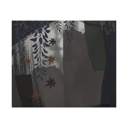 Wisteria Autumn Canvas Art | Dark Japandi Moody Design