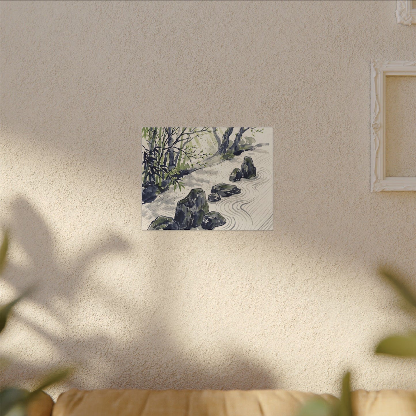 Dappled Rock Garden Canvas Art - Zen Mono No Aware