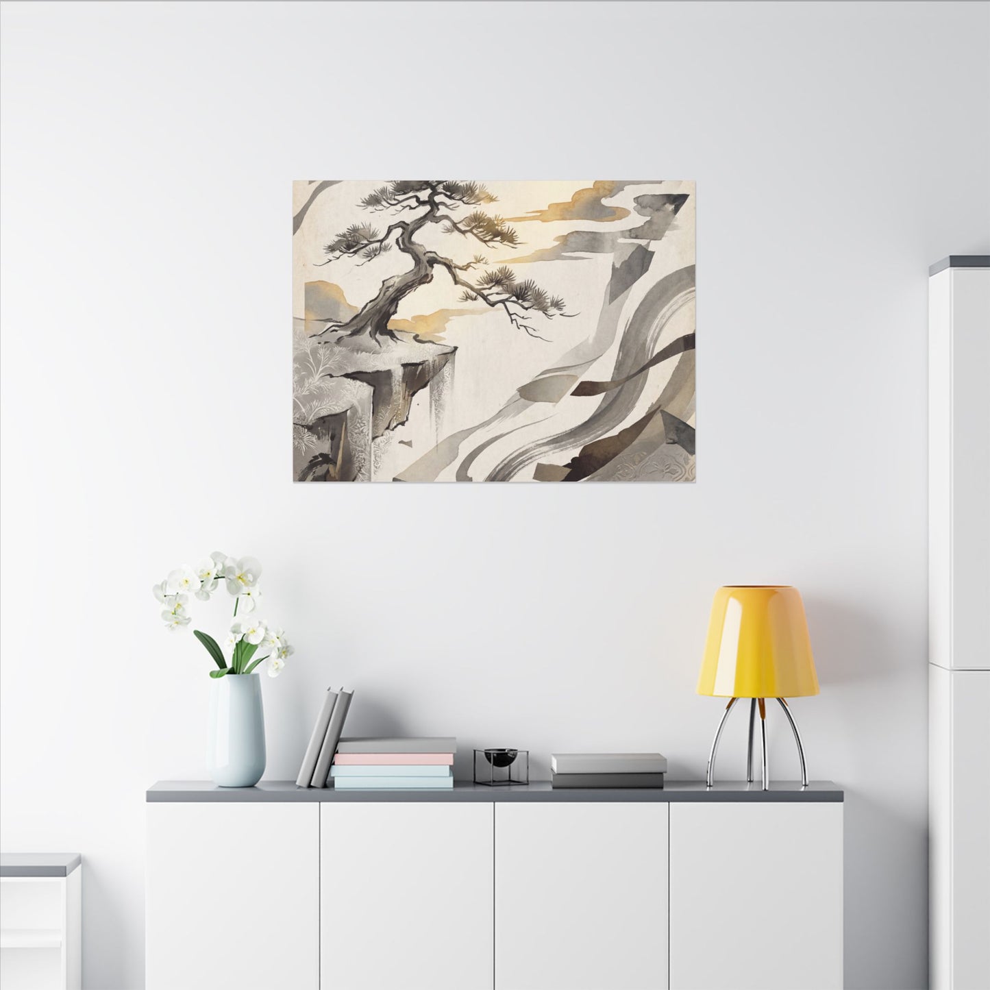 Golden Hour Pine Tree Canvas Art - Japandi Seijaku