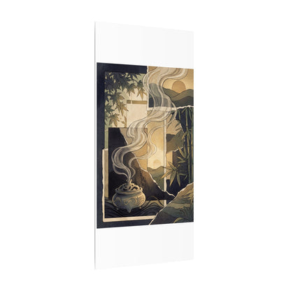 Tranquil Incense Smoke Canvas Art - Ukiyo E Inspired Zen
