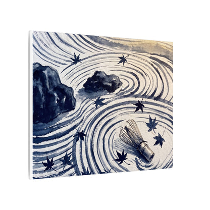Zen Rock Garden in Golden Hour | Sumi E Canvas Art