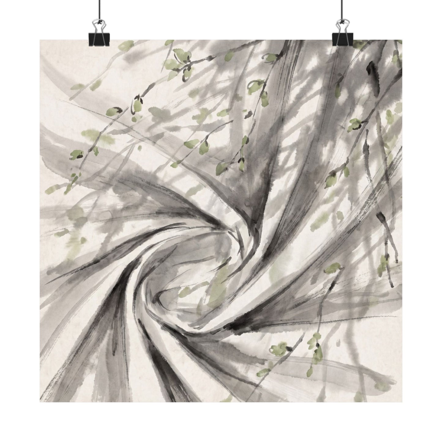 Silk Drape Wall Art Print | Spring Zen Sumi E Art Art Print