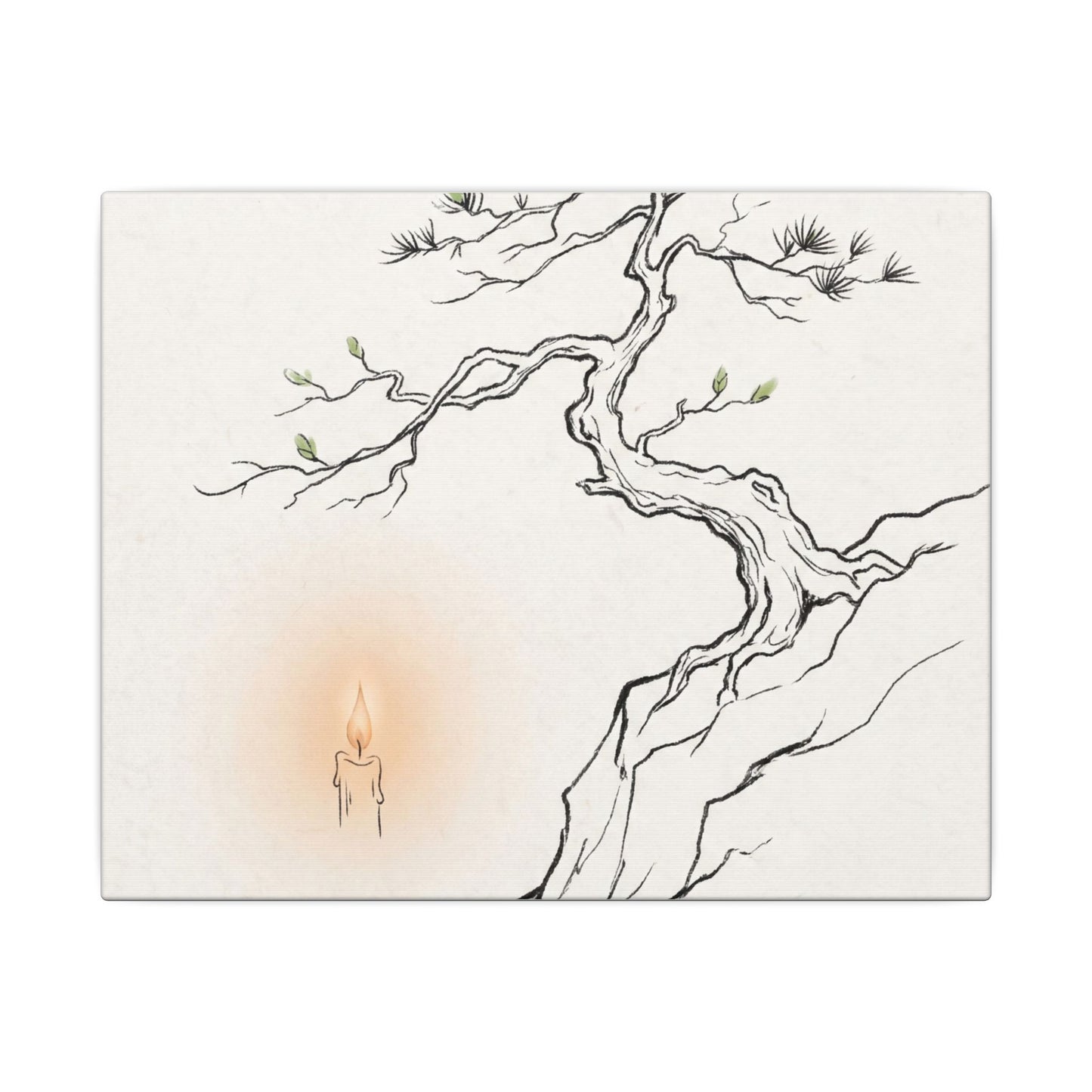 Candlelight Pine Tree Canvas Art - Japandi Shibui