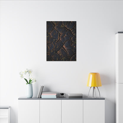 Cracked Earth Moody Minimal Canvas Art | Luxurious Dark Japandi Art