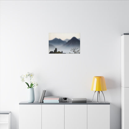 Mountain Mist Karesansui Canvas Art | Contemplative Zen Art