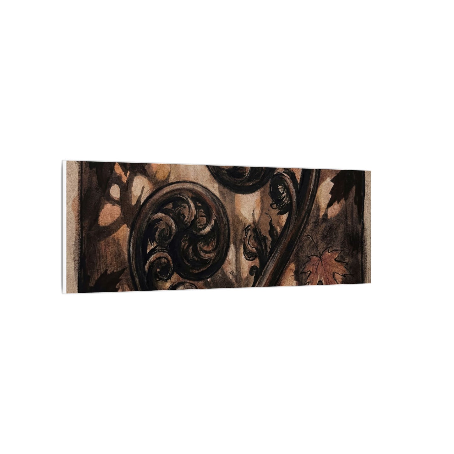 Mono No Aware Fern Unfurling Canvas Art - Dark Japandi Charcoal Ink