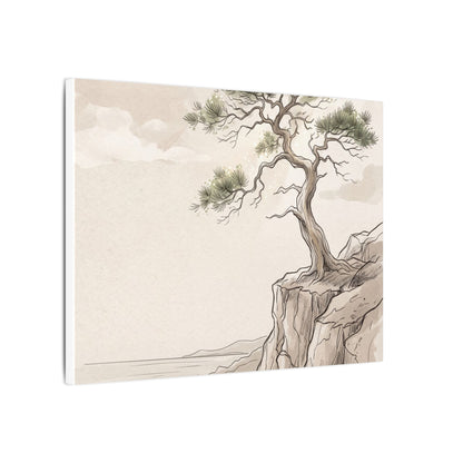 Japandi Pine Tree in Dappled | Minimal Line Canvas Art